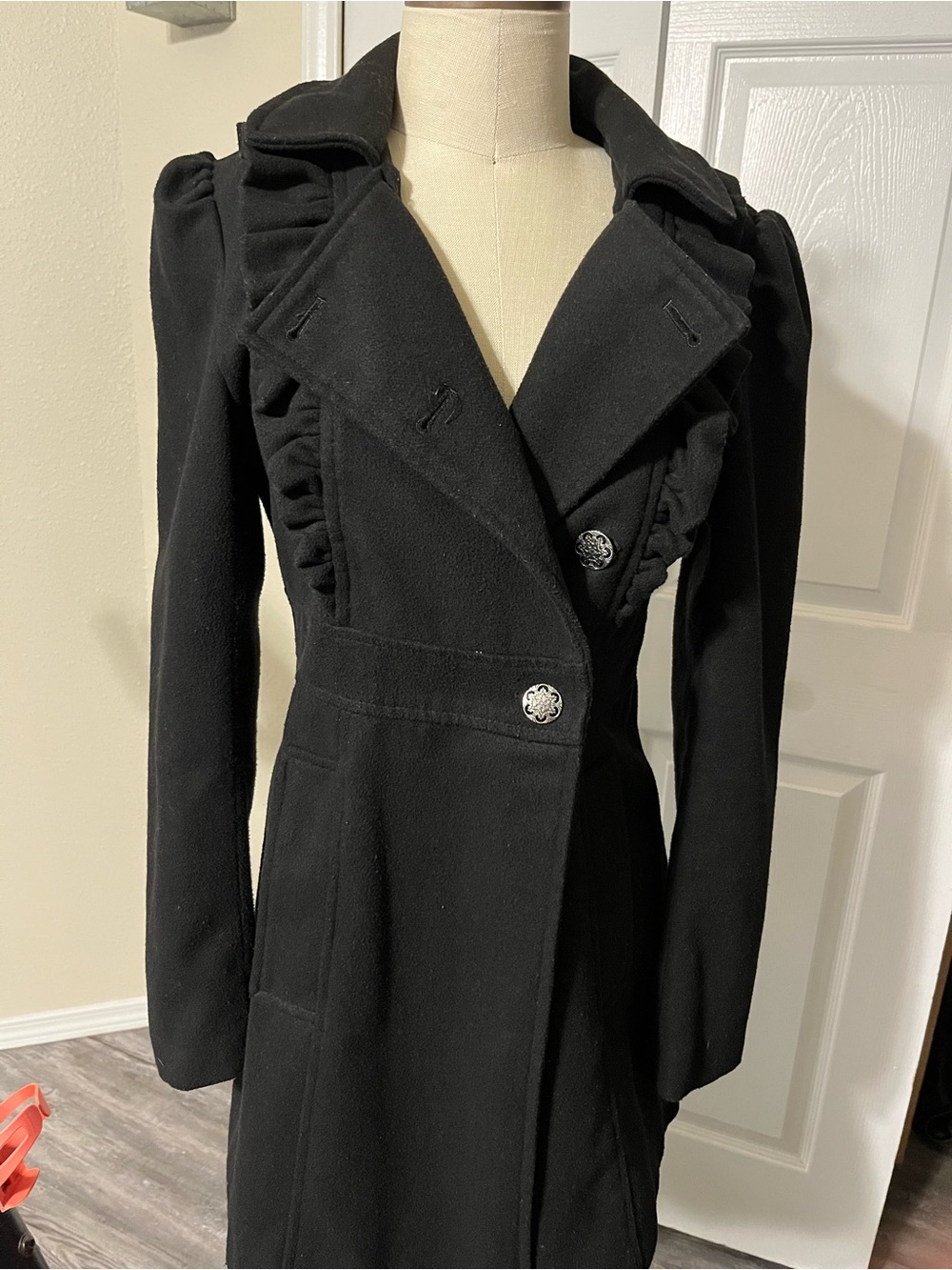 Classic Black Women's Wool-Blend Coat